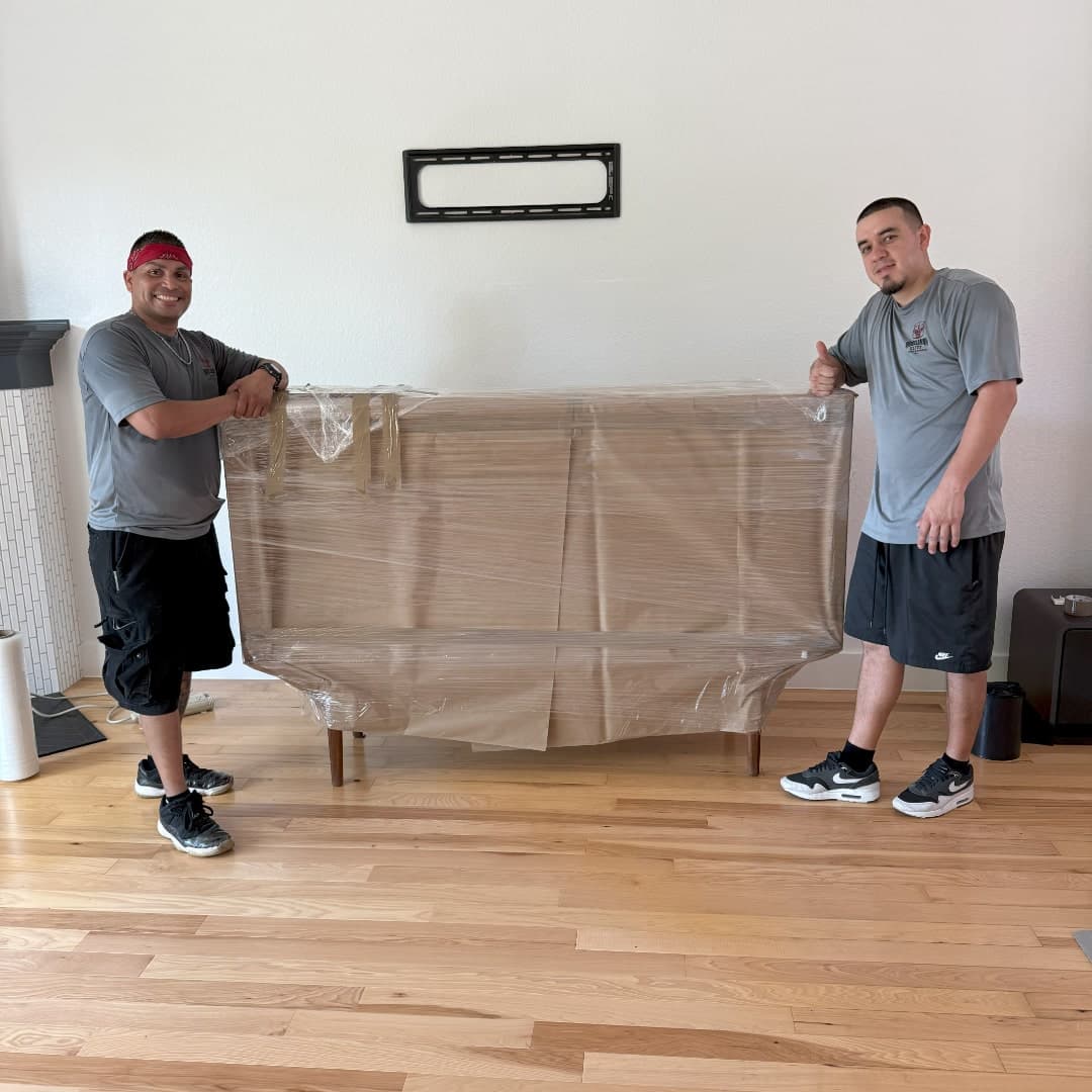 Furniture secured inside truck for cross-state transport